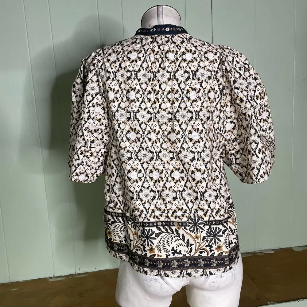 Anthropologie Puff Sleeve Lace Boho‎ Western peasant blouse size Small